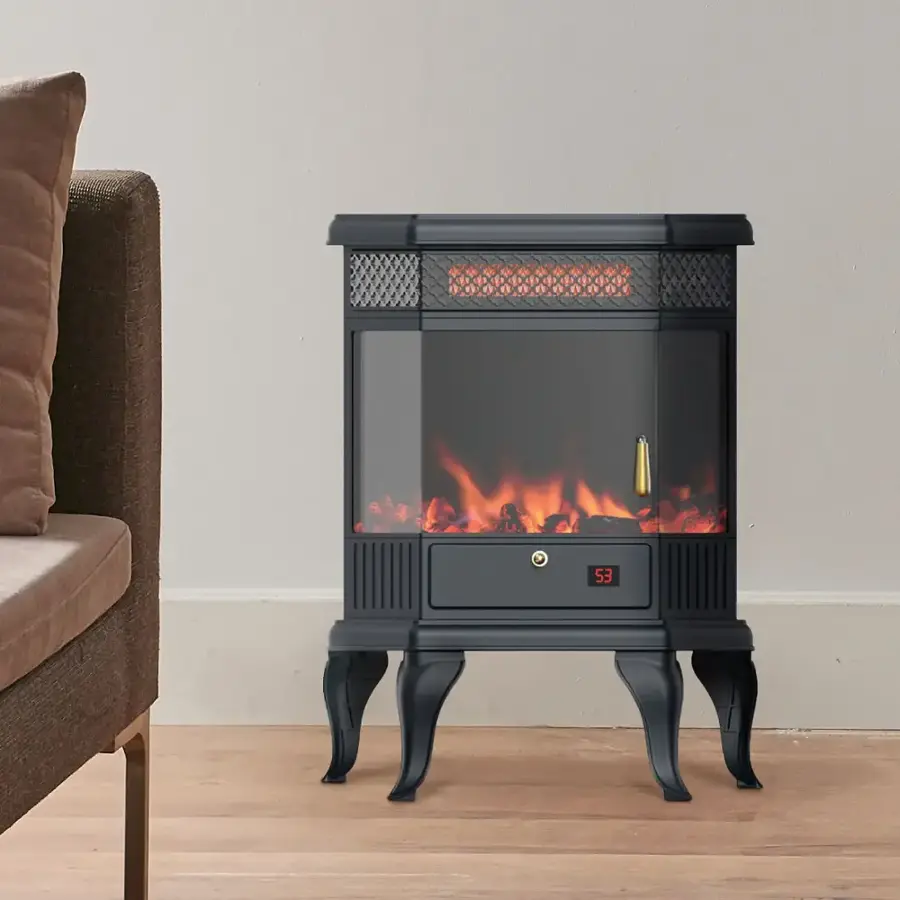 Alt View 17. Lifesmart - 3 Element 3D Top Heater Stove with Fire Burning Crackle Sound - Black.
