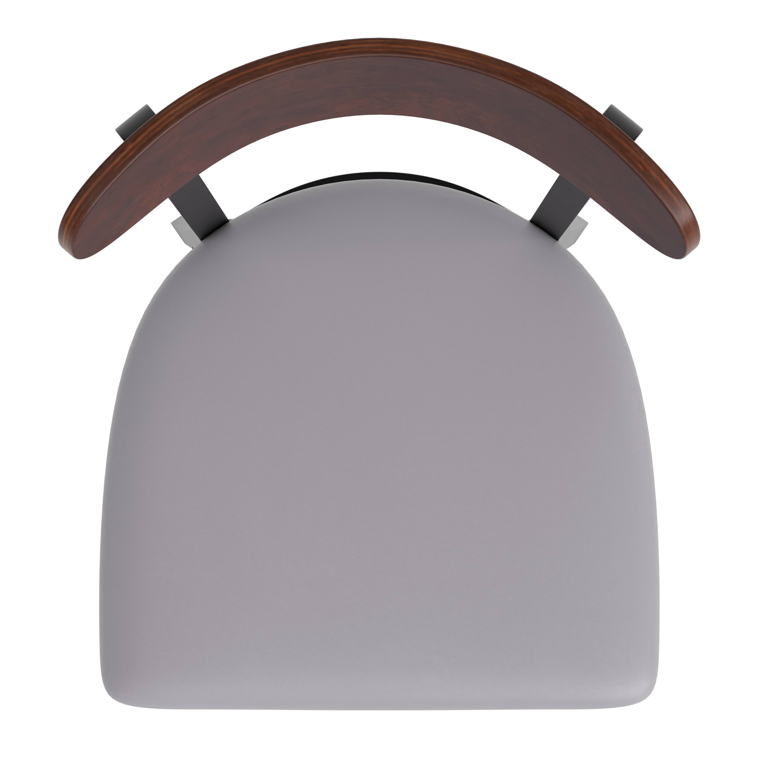 Alt View 10. Emma + Oliver - Yara Industrial Dining Chair with Rolled Steel Frame and Solid Wood Seat - 500 lbs. Static Weight Capacity - Walnut Wood Back/Gray Vinyl Seat.