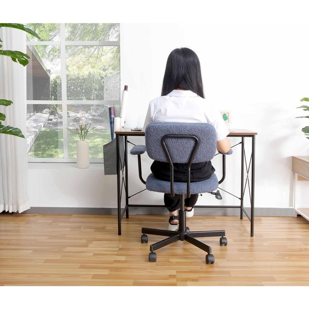 Alt View 1. JJS - Low Back Velvet Office Computer Chair With Armrest - Blue.