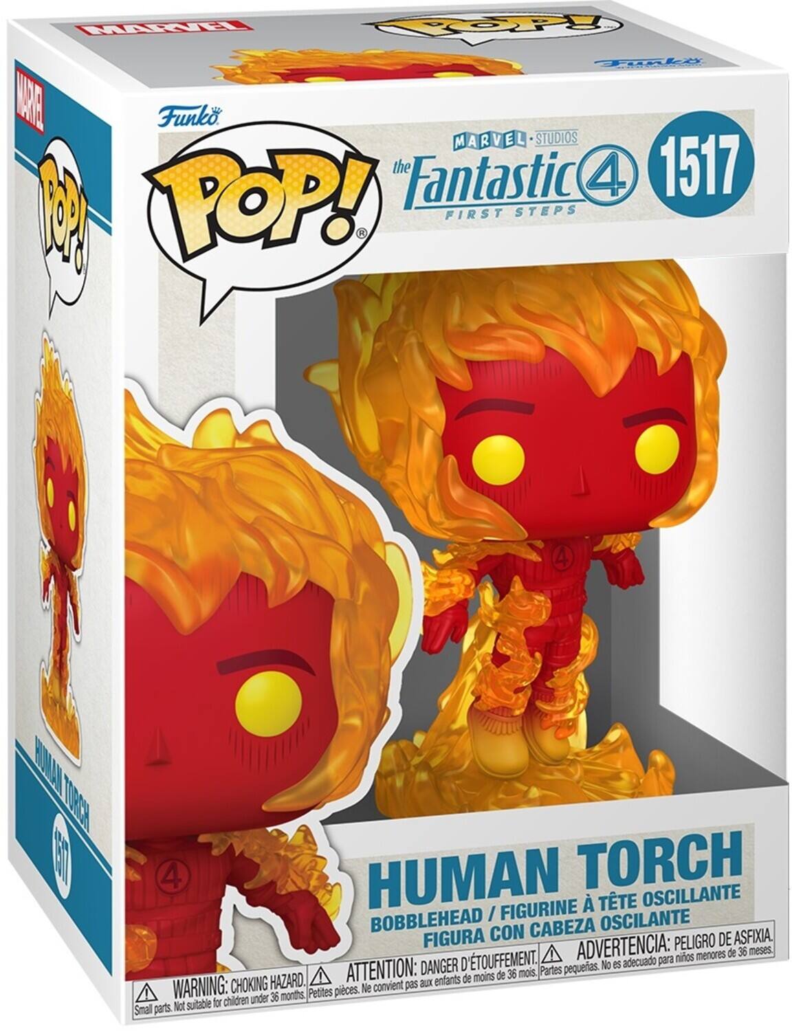 MARVEL STUDIOS the Fantastic 4 1517 M POP! FIRST STEPS 4 HUMAN TORCH TTE OSCILANTE BOBBLEHEAD / FIGURINE OSCILANTE FIGURA CON CABEZA ASFIXIA. ADVERTENCIA: PELIGRO DE menores de 36 meses. D'TOUFFEMENT. adecuado para nios ATTENTION: DANGER pequeas. No es de 36 mois Partes HAZARD. enfants de moins WARNING: CHOKING Small parts Not suitable for children under 36 months Petites pieces. Ne convient pas aux enfants de moins de 36 mois