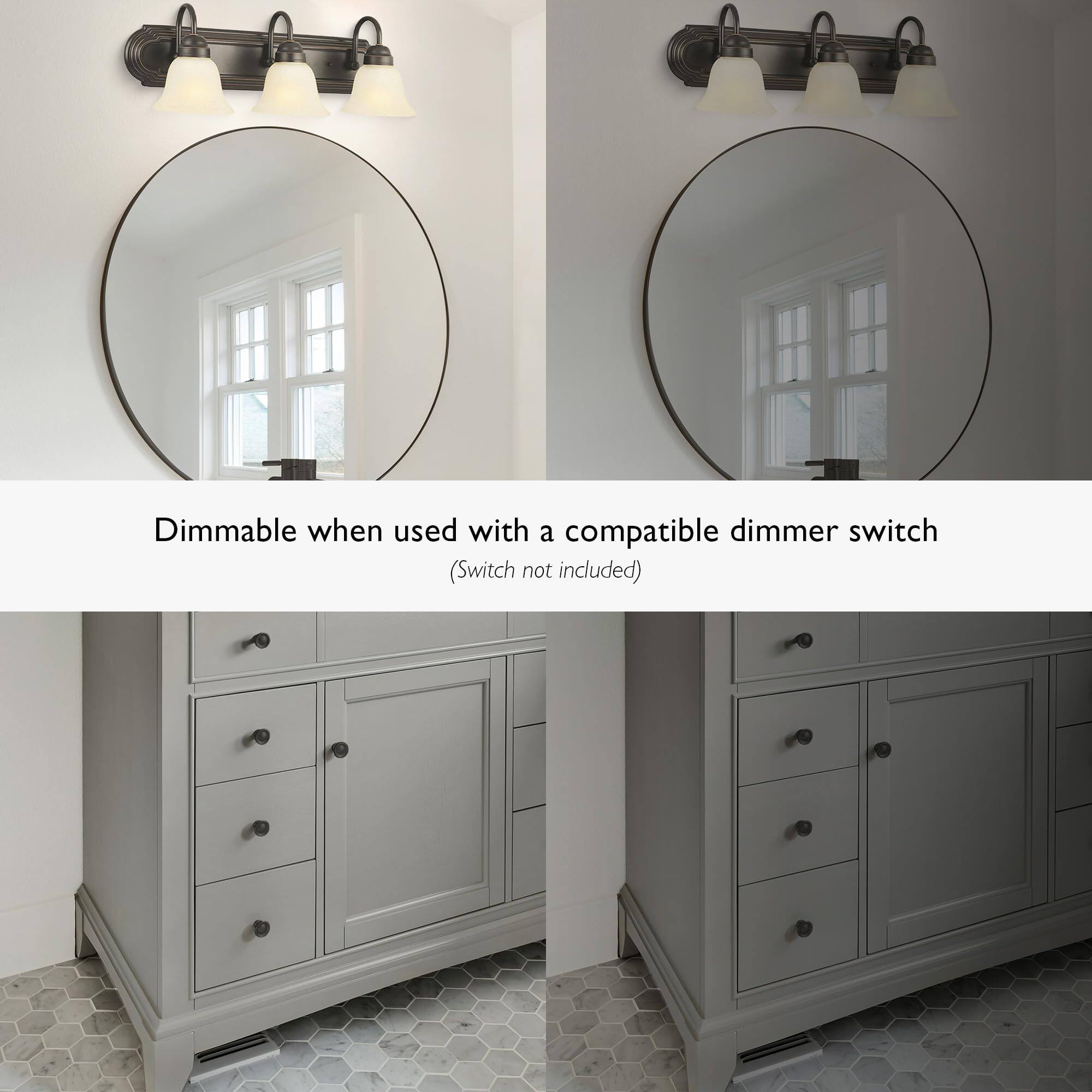 Dimmable when used with a compatible dimmer switch  
(Switch not included)