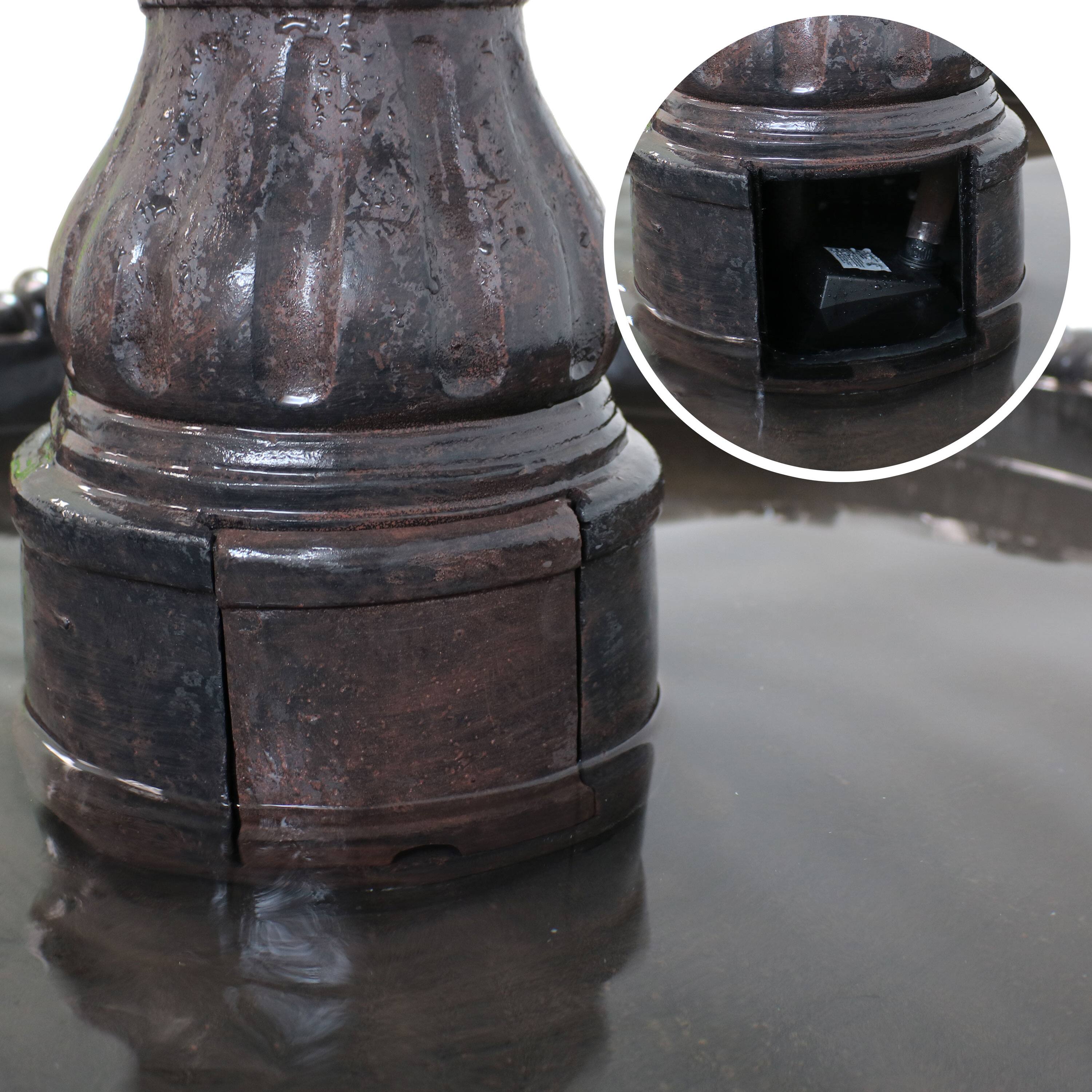 Alt View 8. Sunnydaze - Grand Courtyard Resin Outdoor 4-Tier Water Fountain - Dark Chestnut.