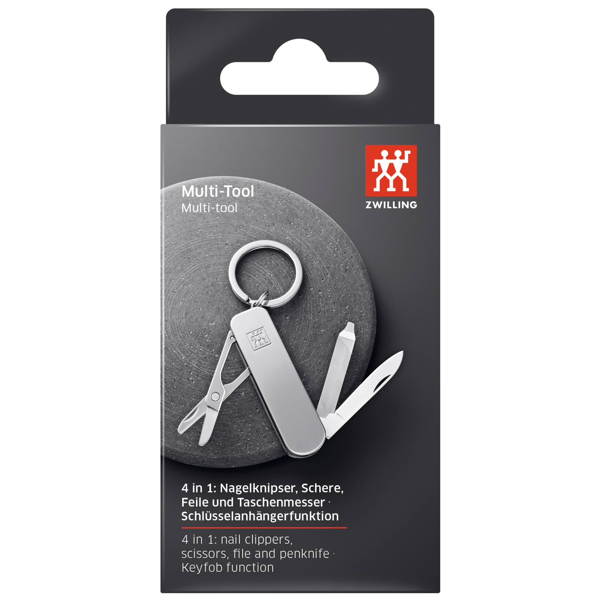 Multi-Tool Multi-tool ZWILLING 4 in 1: Nagelknipser, Schere, Feile und Taschenmesser Schlüsselanhangefunktion 4 in 1: nail clippers, scissors, file and penknife Keyfob function