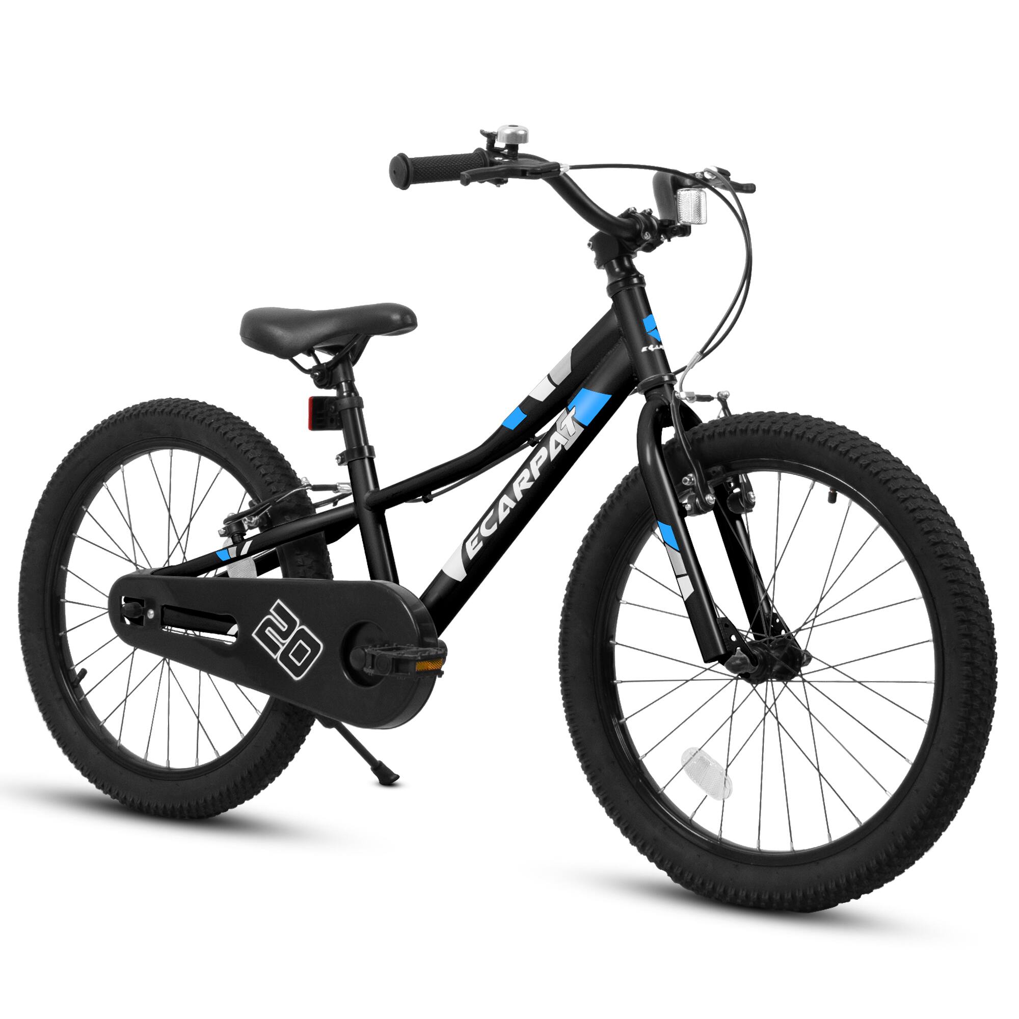 Front. Aukfa - 20 Inch Kids Bike for Boys Girls Ages 4-7 Years 1-Speed Childrens Bicycle with Training Wheels & Dual Brakes - Black.