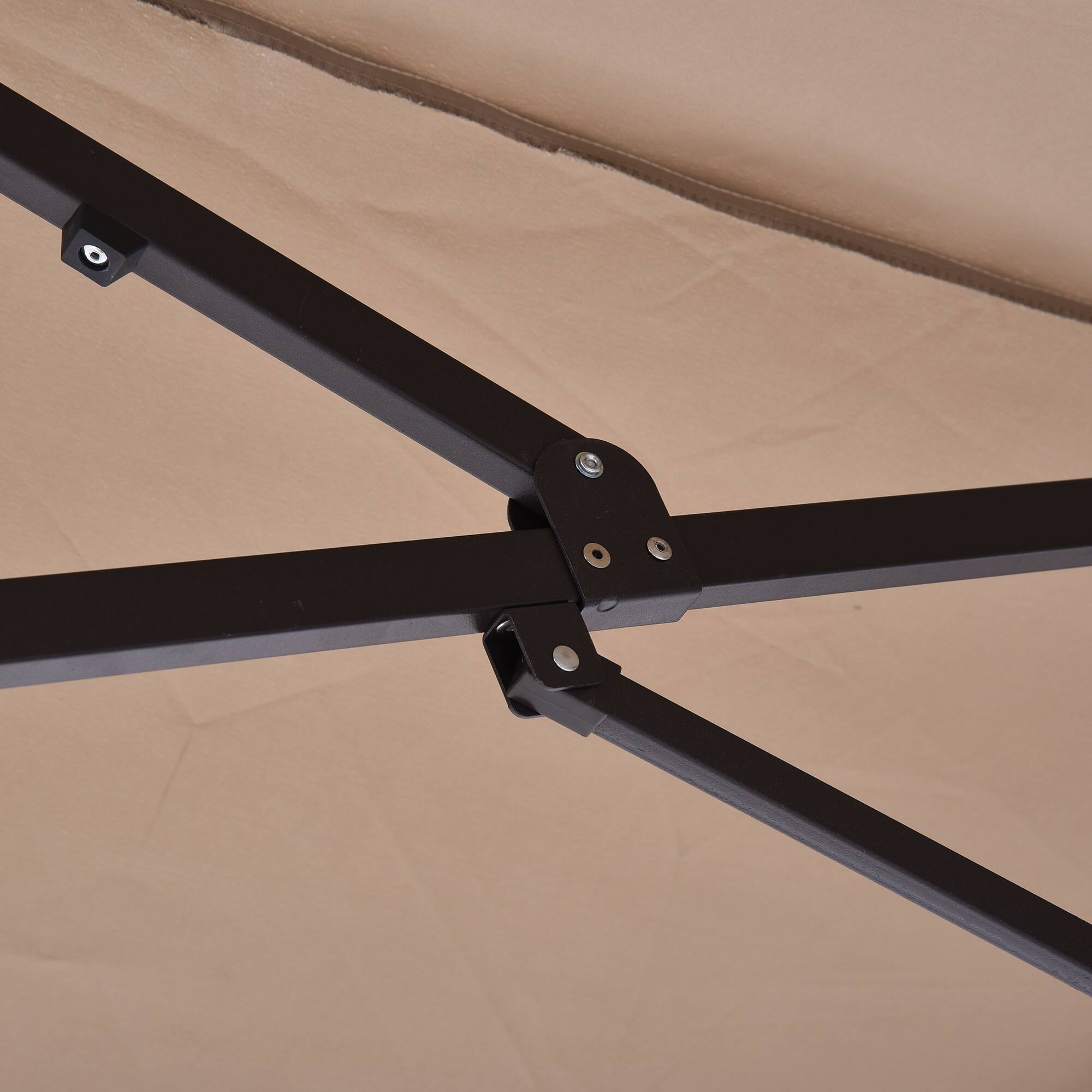 Alt View 8. Outsunny - Extra Large 15 ft Patio Umbrella, Double-Sided Large Outdoor Umbrella with Crank Handle and Air Vents - Tan.