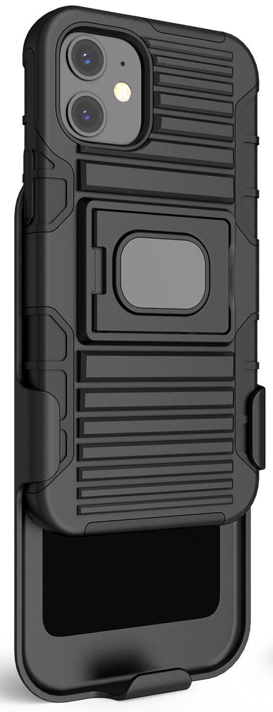 Alt View 9. Nakedcellphone - Combo for iPhone 12 Mini - Ring Grip/Stand Case and Belt Clip Holster - Black.