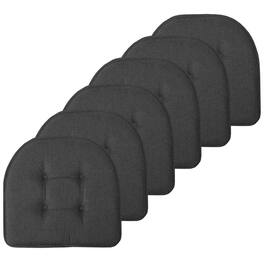Sweet Home Collection - Solid Color U Shaped Memory Foam 17" x 16" Chair Cushions, 6-Pack - Charcoal