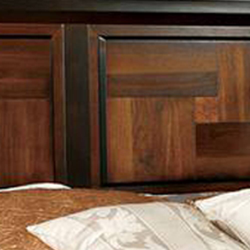 Alt View 2. Manhattan Lane - Transitional Style Queen Size Wooden Parquet Design Bed, Brown - Brown.