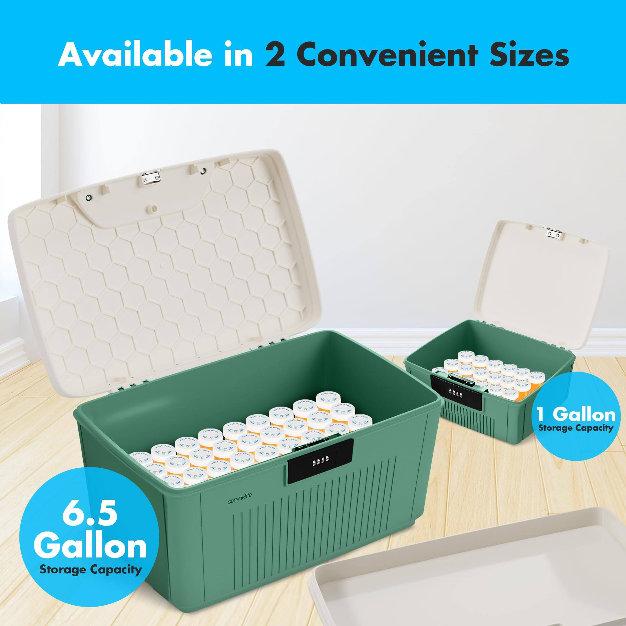 Available in 2 Convenient Sizes

1 Gallon Storage Capacity

6.5 Gallon Storage Capacity