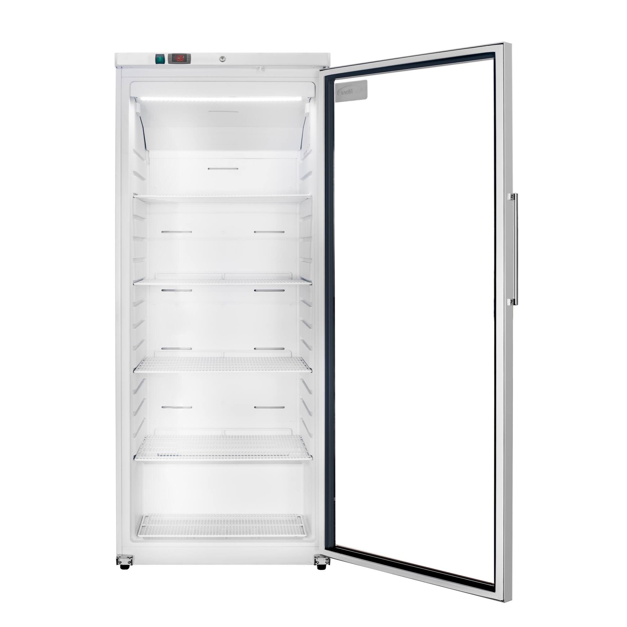 Back. Koolmore - 30 in. 21 cu. ft. Commercial Auto Defrost Glass Door Reach-In Freezer in White (KM-RIF-1GD21C-A) - Stainless steel.