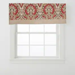 RLF Home - 100% Cotton Prague Banded Lined Window Valance 50" x 17" - Mauve