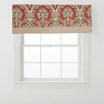 Front. RLF Home - RLF Home 100% Cotton Prague Banded Lined Window Valance 50" x 17" Mauve - Mauve.