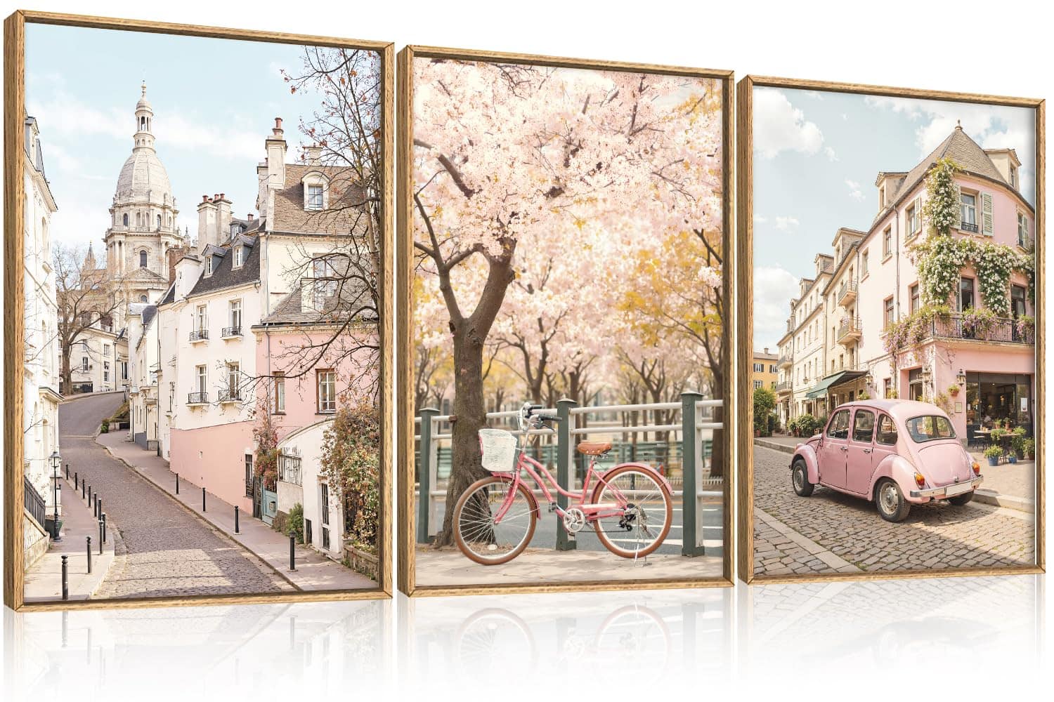 Fabibe - Vintage Moon Forest Framed Canvas Wall Art Set, Colorful Floral Mountain Painting, Nature Landscape Wall Decor, Wildflow - Italy 16*24inch