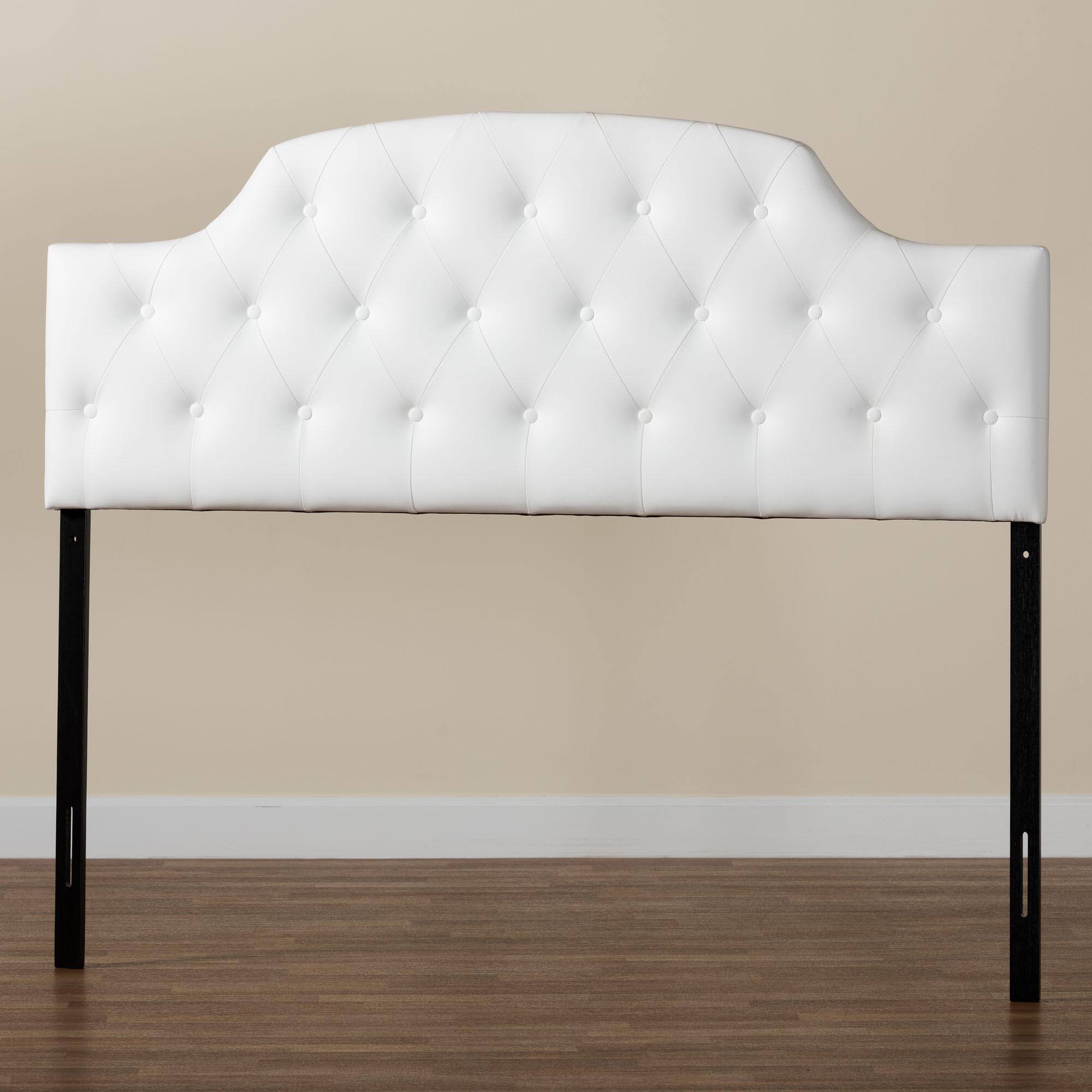 Alt View 1. Baxton Studio - Morris Modern and Contemporary Queen Size Faux Leather Upholstered Button-tufted Scalloped Headboard - White.