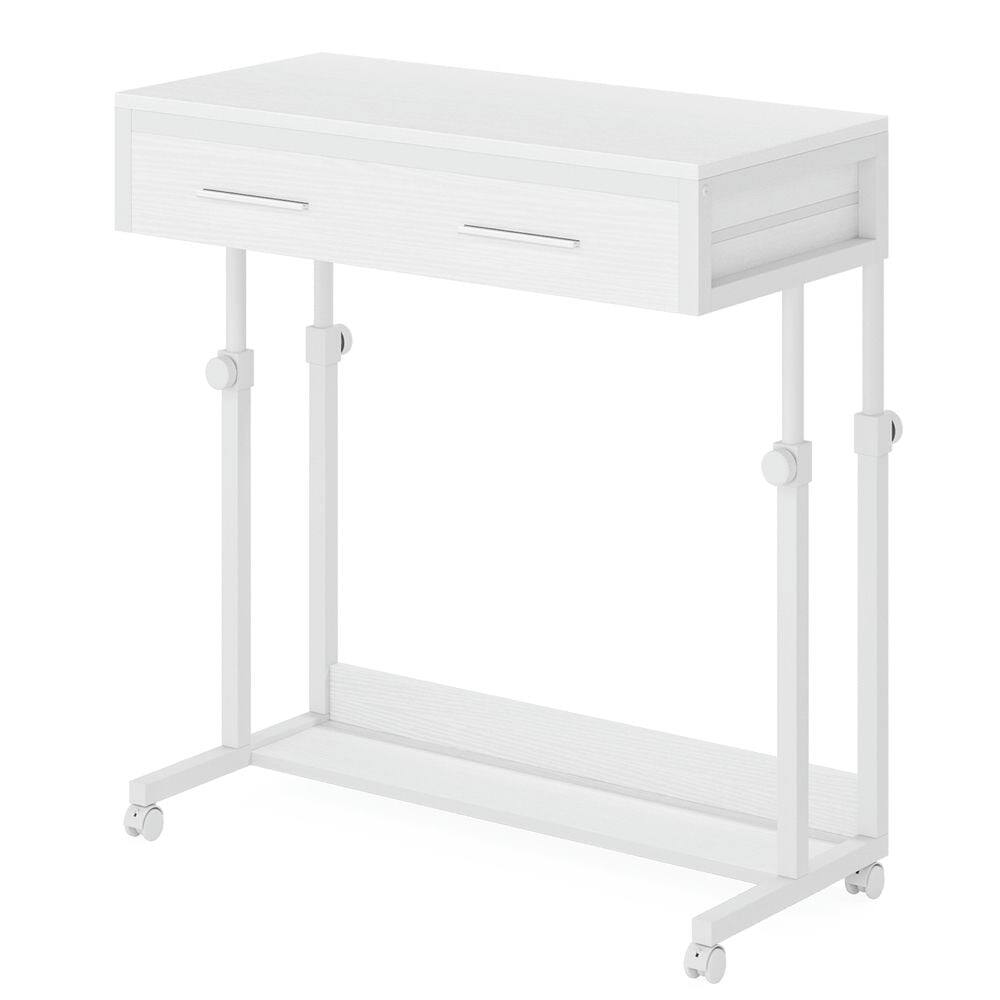 Angle. Kadyn - Kadyn Sofa Side End Table, Height Adjustable Desk, Mobile Side Table Portable Desk with Drawers,White - White.