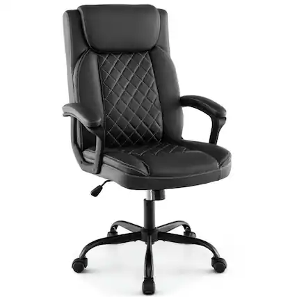 Front. Kadyn - High Back Ergonomic Executive Chair with Thick Headrest Cushion-Black, Home Office Computer Desk Chair - Black.