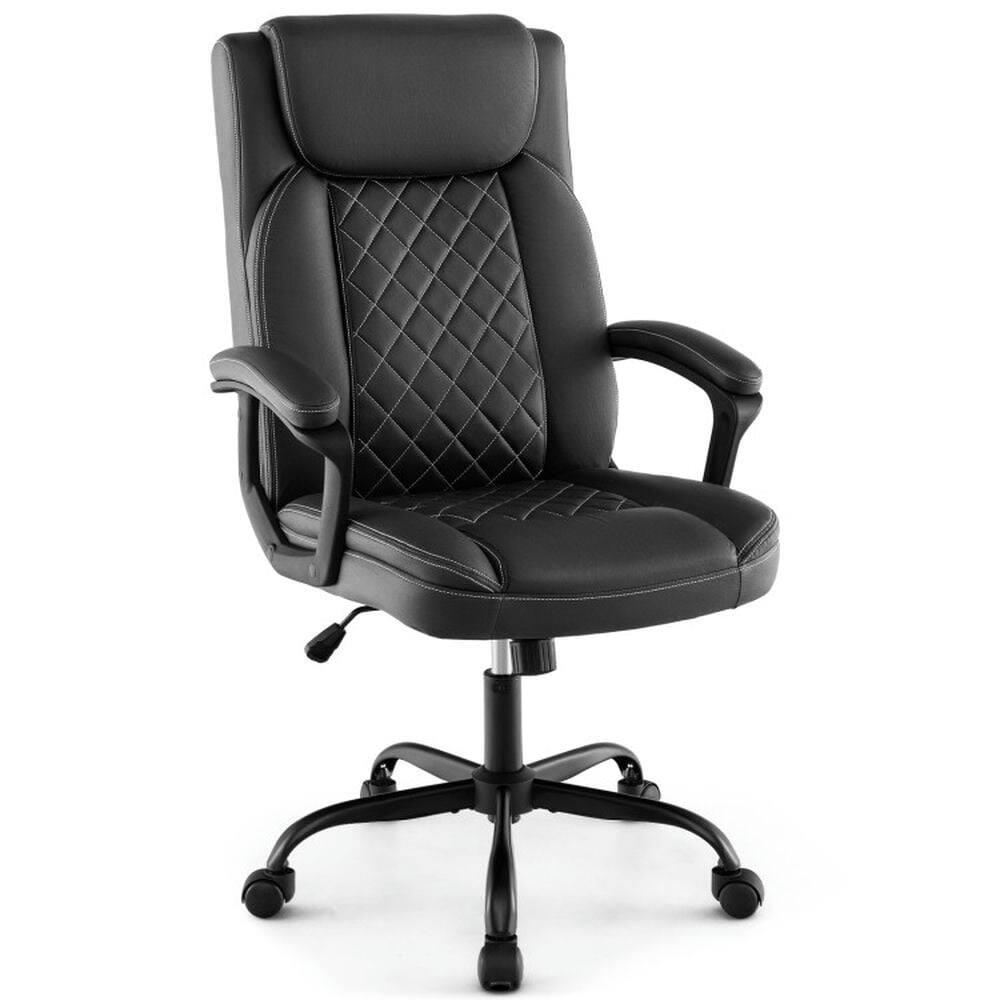 Front. Kadyn - High Back Ergonomic Executive Chair with Thick Headrest Cushion-Black, Home Office Computer Desk Chair - Black.