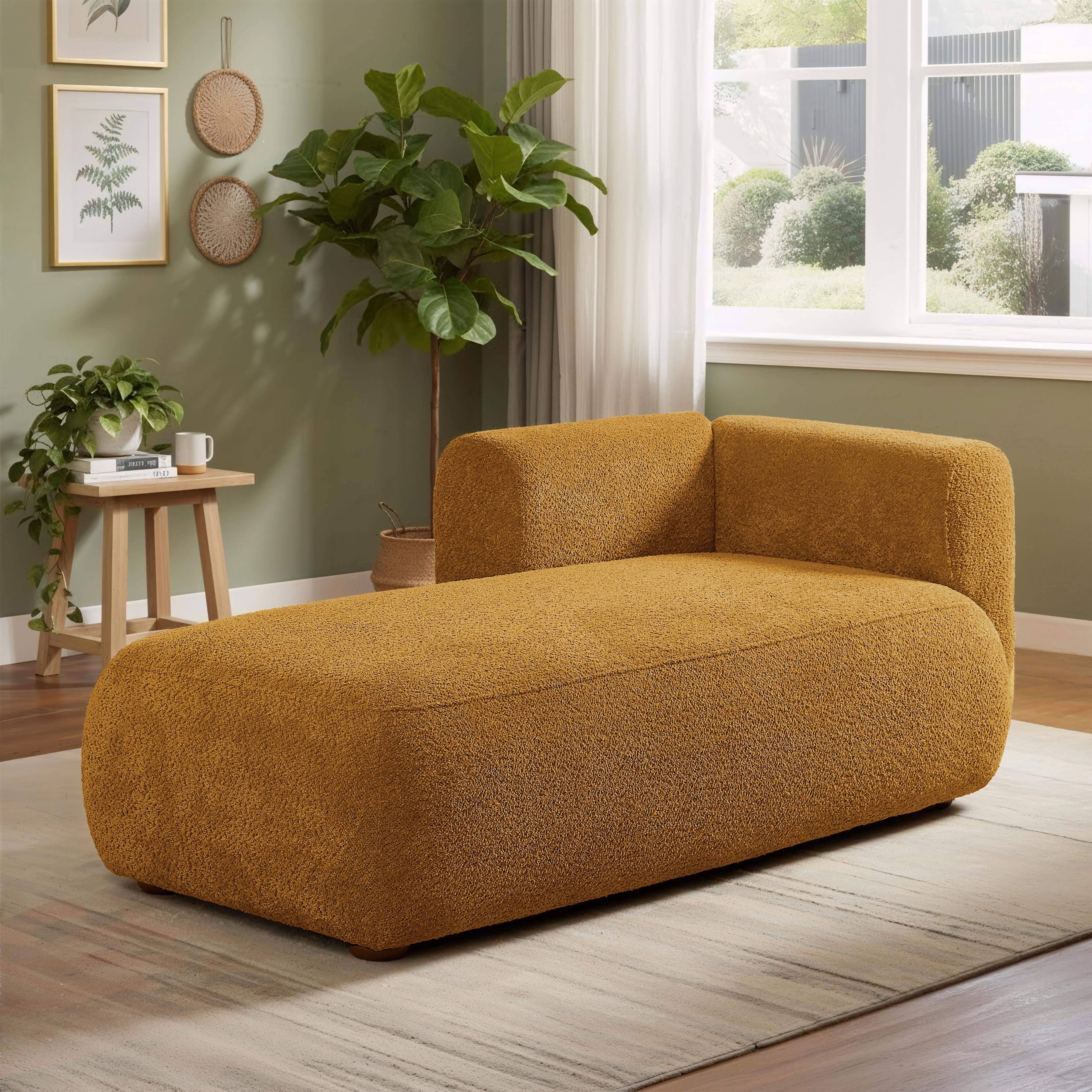 Left. Roomtec - Upholstered Chaise Lounge Cloud Boneless Sofa for Living Room - Orange.