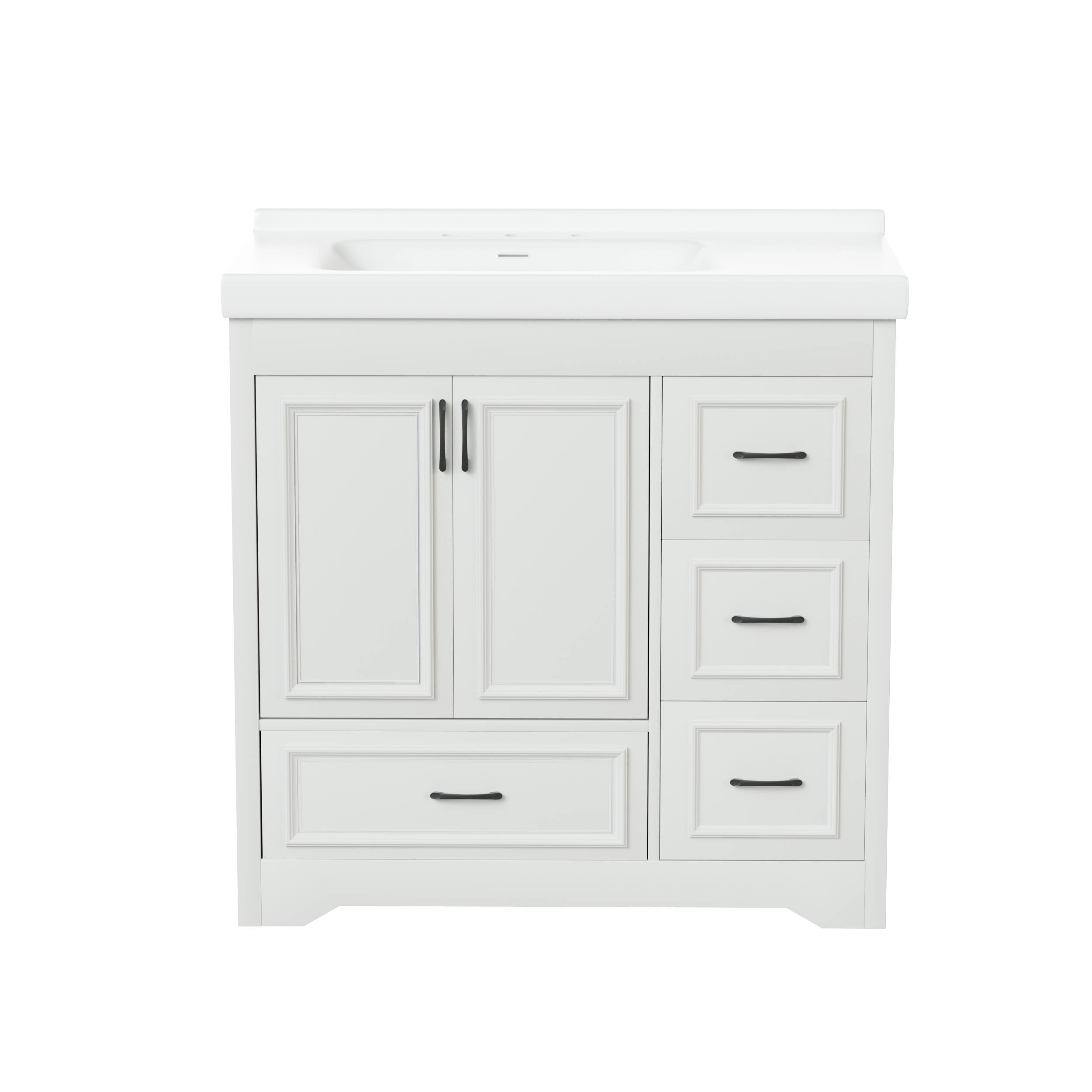 Alt View 7. Tiramisubest - 36" Bathroom Vanities with Single Sink, Bathroom Sink Cabinet with 2 Closing Doors & 4 Drawers. White - White.