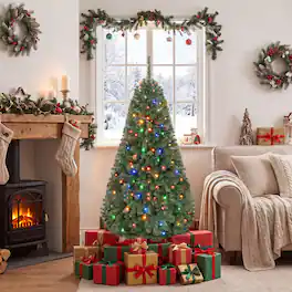 Gymax - 5 FT Pre-Lit Artificial Christmas Tree w/600 Dense Branch Tips 150 LED Lights - Green