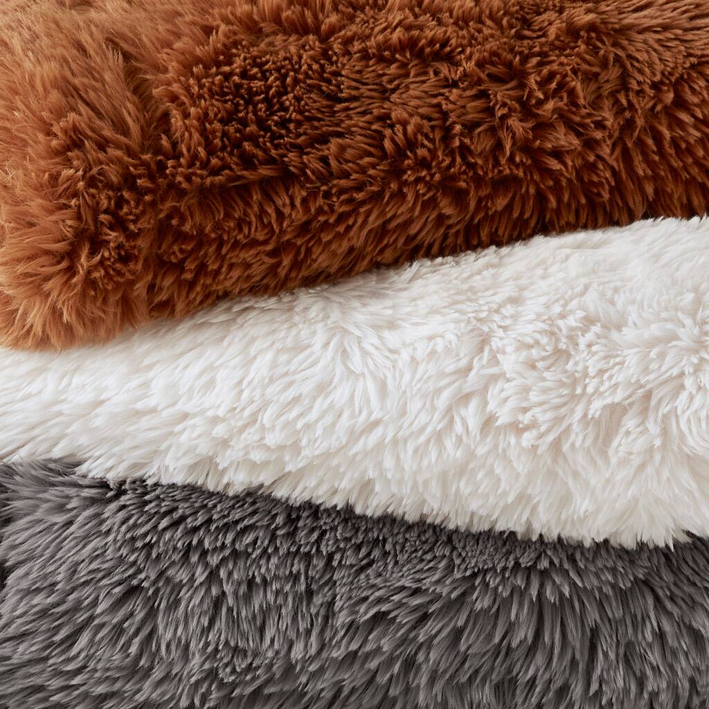 Alt View 2. Gracie Mills - Gracie Mills Stephens Solid Plush Faux Fur Throw Blanket - Grey.