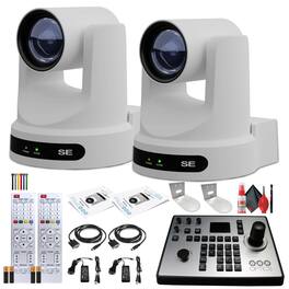 2 x PTZOptics Move SE PTZ Camera with 30x Optical Zoom + PTZOptics PT-JOY-G4 Controller + 2 x Wall Mount