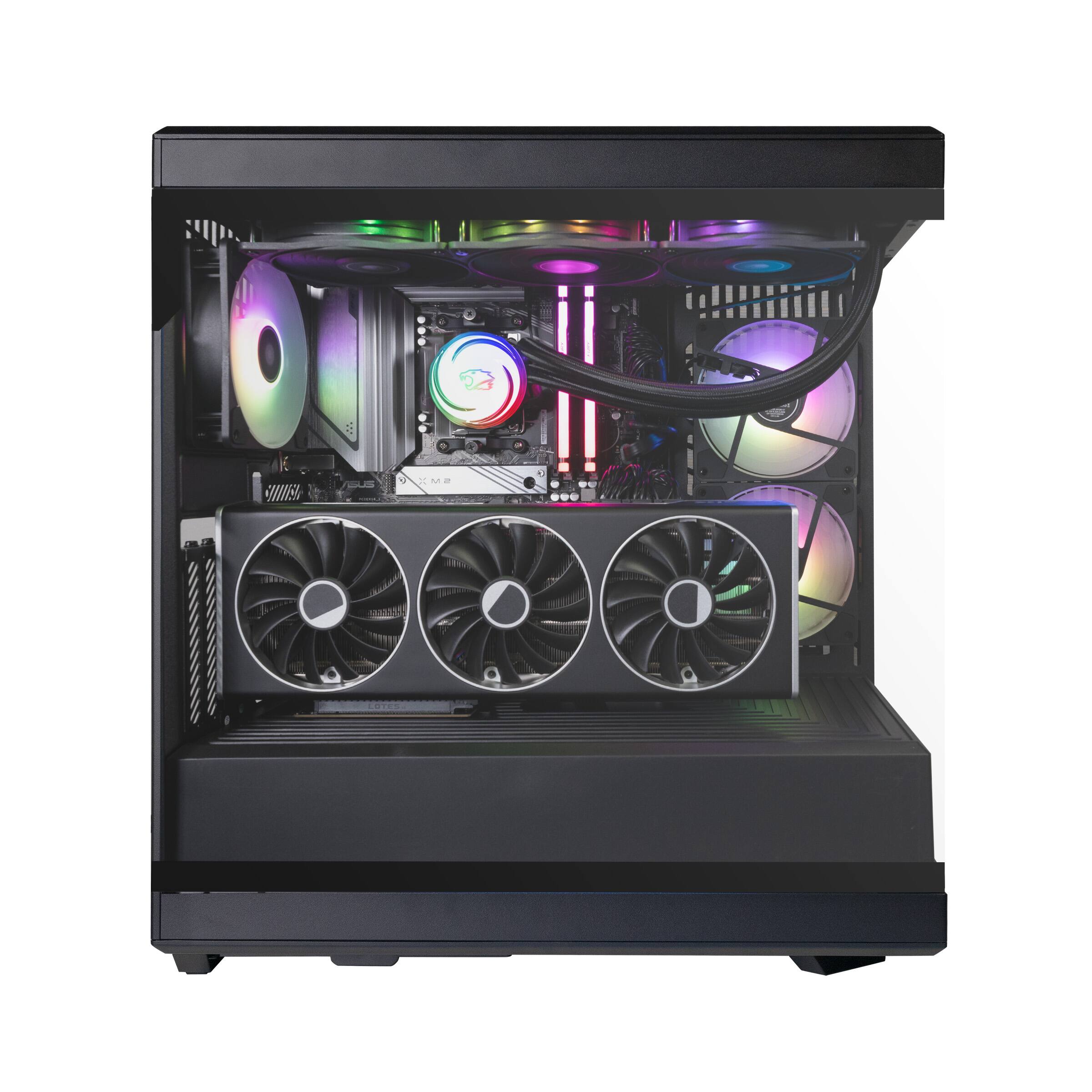 Alt View 4. iBUYPOWER - iBUYPOWER - Y40 PRO Black Gaming Desktop PC - AMD Ryzen 9 9900X, AMD Radeon RX 9070 16GB, 32GB DDR5 RGB,2TB SSD - Black.