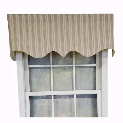 Front. RLF Home - RLF Home Luxurious Modern Design Classic Brunswick Stripe Regal Style Window Valance 50" x 17" Stone - Stone.