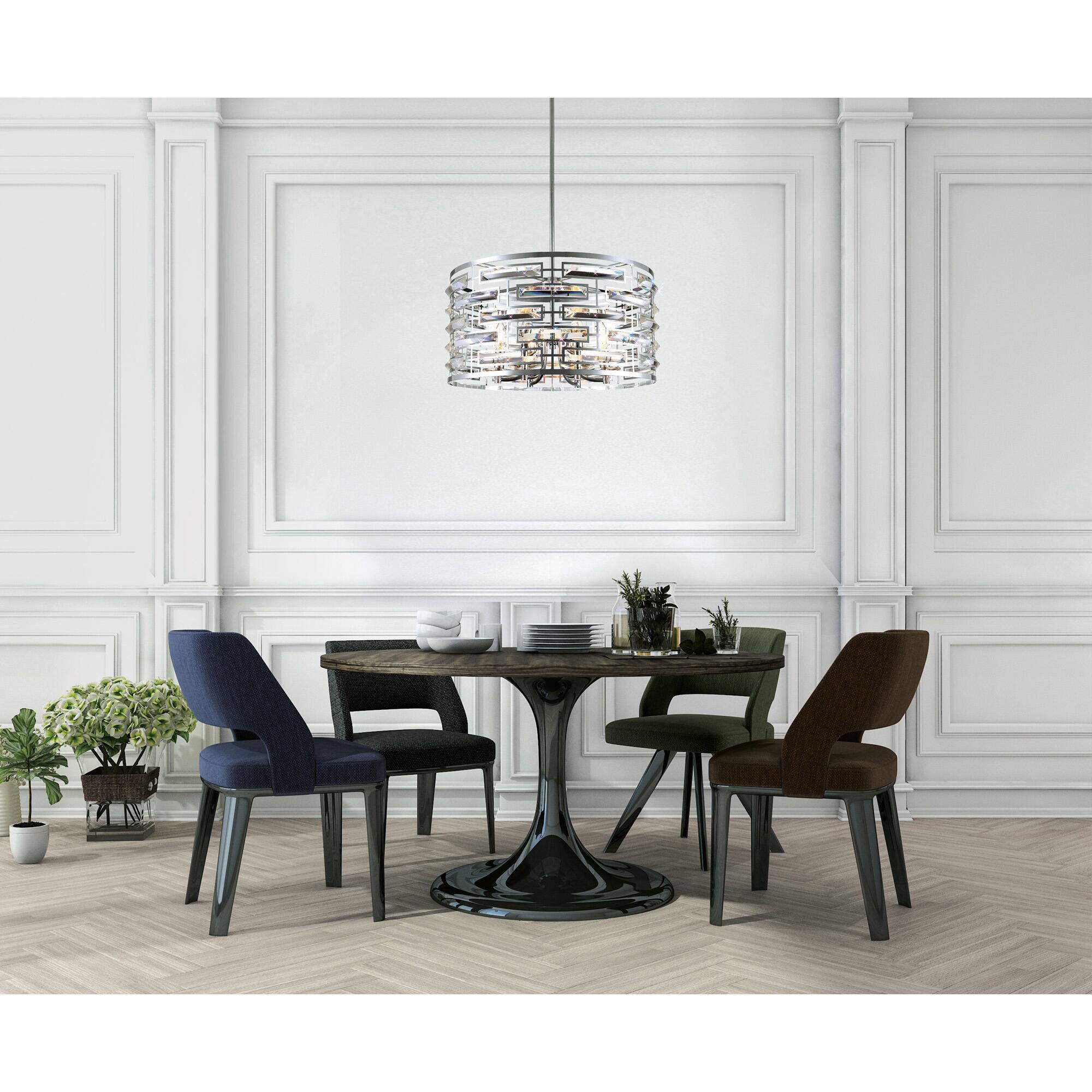 Alt View 2. CWI Lighting - Petia 6 Light Drum Shade Chandelier With Chrome Finish - Chrome.