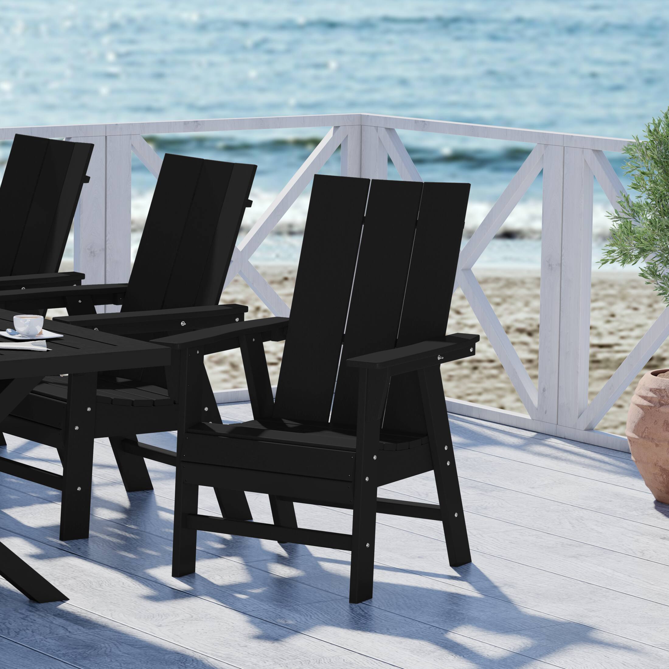 Angle. WestinTrends - WestinTrends Ashore Outdoor Patio HDPE Plastic Modern Adirondack Dining Chair - Black.