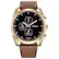 Front. Citizen - CZ Smart Unisex Hybrid 42.5mm Goldtone IP Stainless Steel Smartwatch with Brown Leather Strap - Gold.