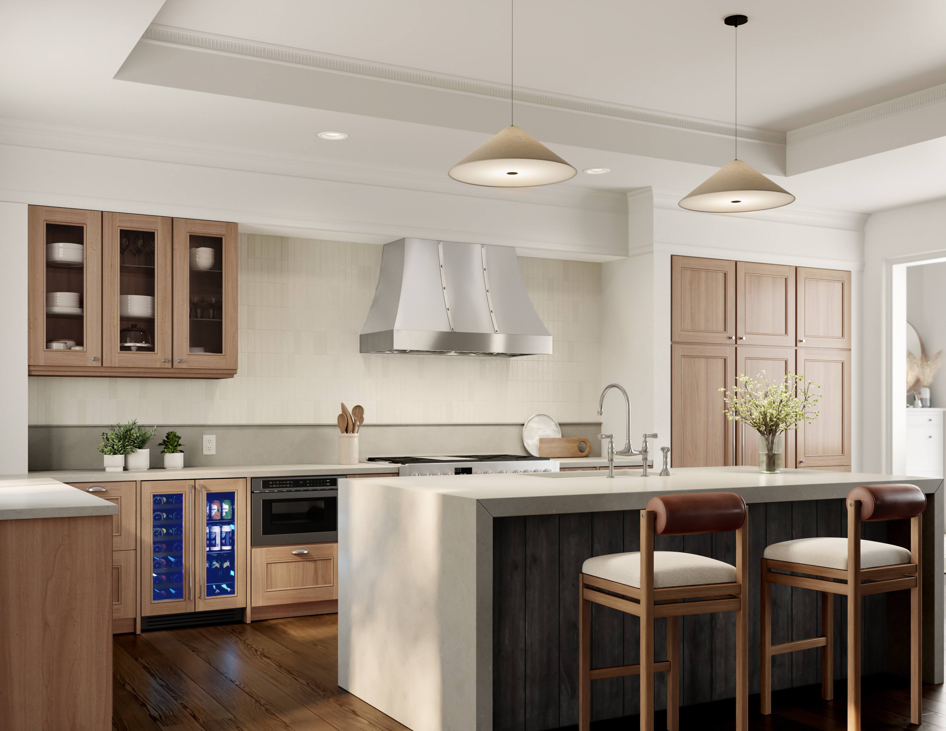 Alt View 13. Zephyr - Alto 36 in. Convertible Wall Mount Custom Range Hood - Stainless Steel.