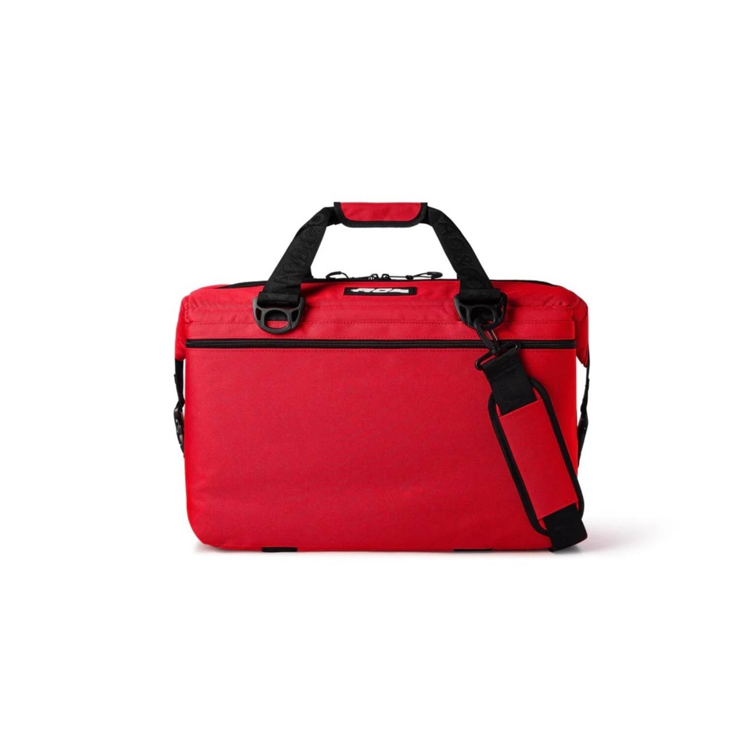 Angle. AO Coolers - AO Coolers Original Canvas Series 36-Pack Soft Cooler (Red) - Red.