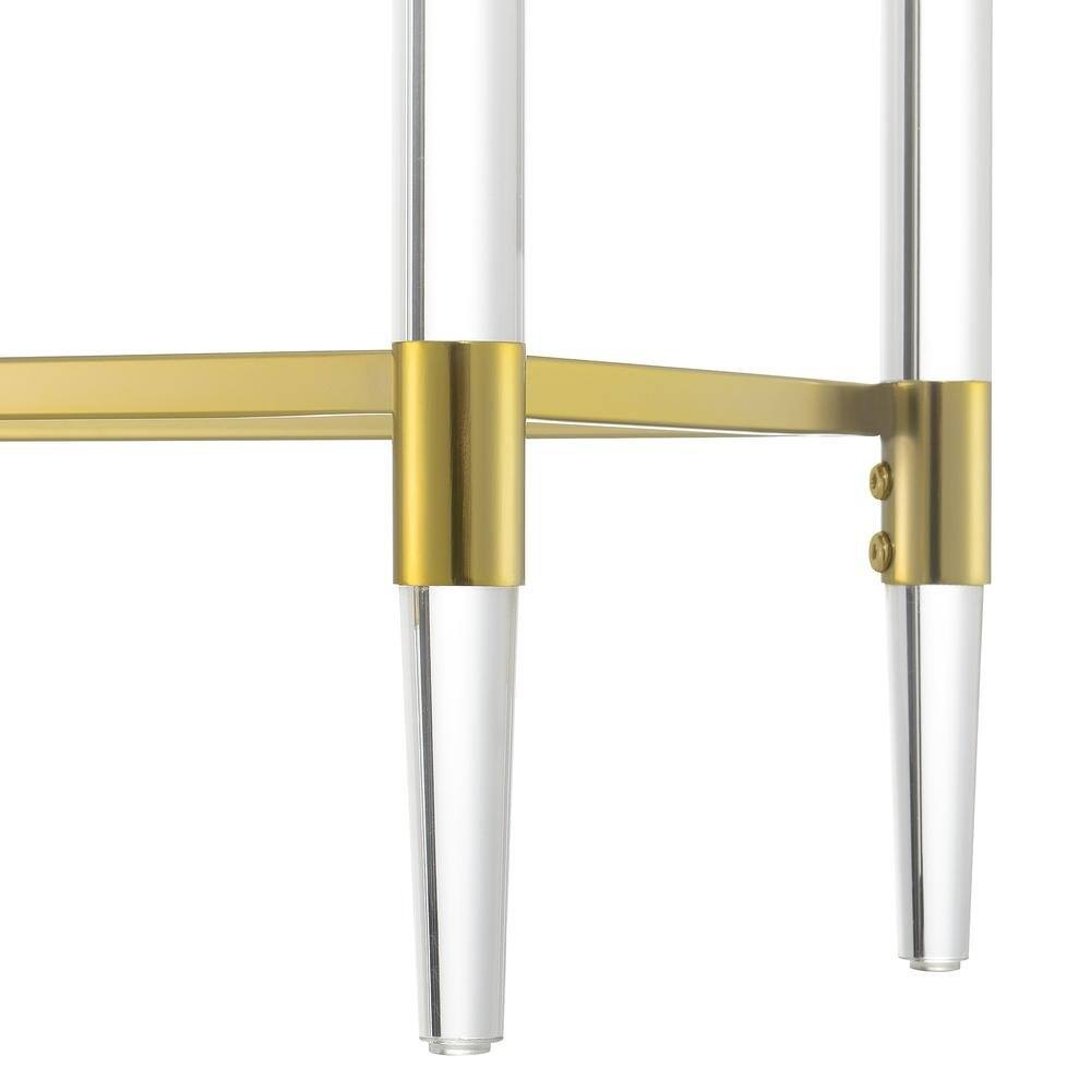 Back. FurniFact - Console Table with 2 Glass Tiers - Gold.
