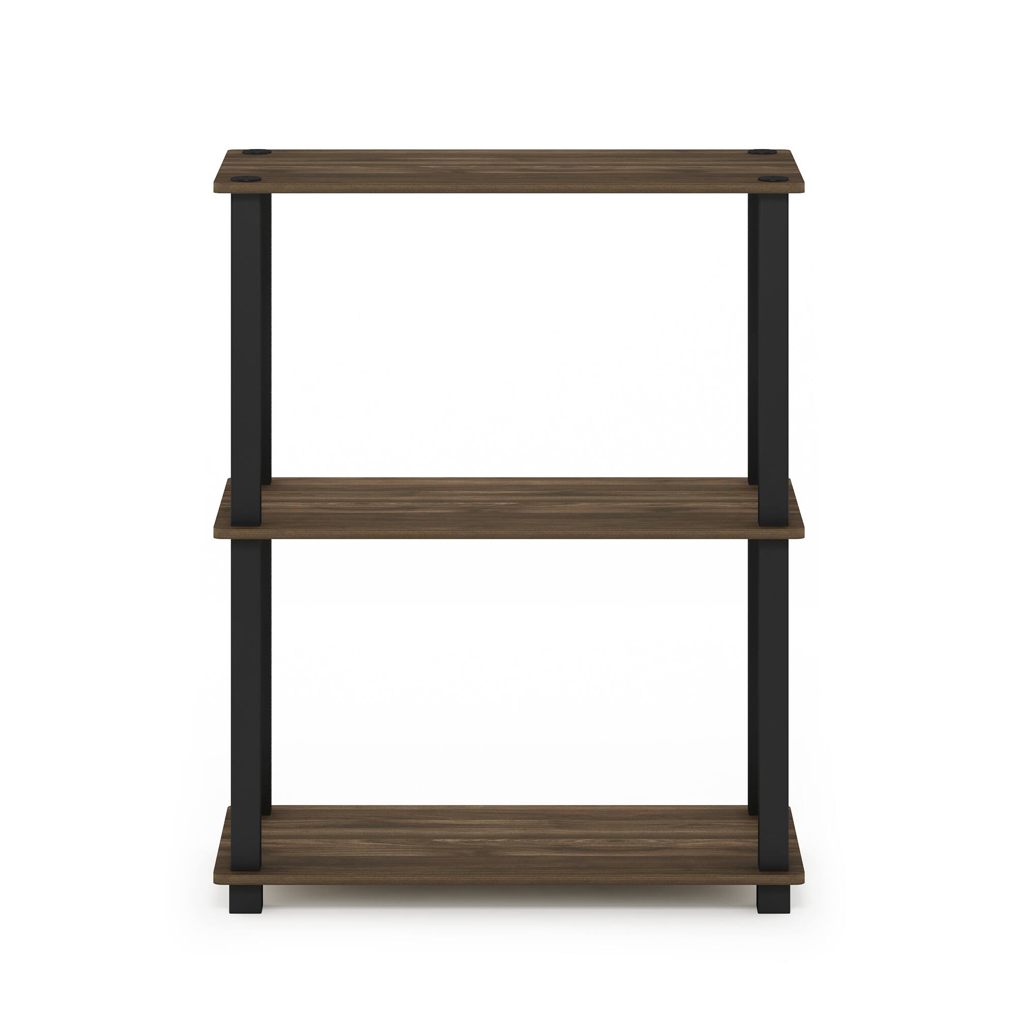 Alt View 2. Furinno - Turn-S-Tube 3-Tier Compact Multipurpose Shelf Display Rack with Square Tube, Columbia Walnut/Black - Columbia Walnut/Black.