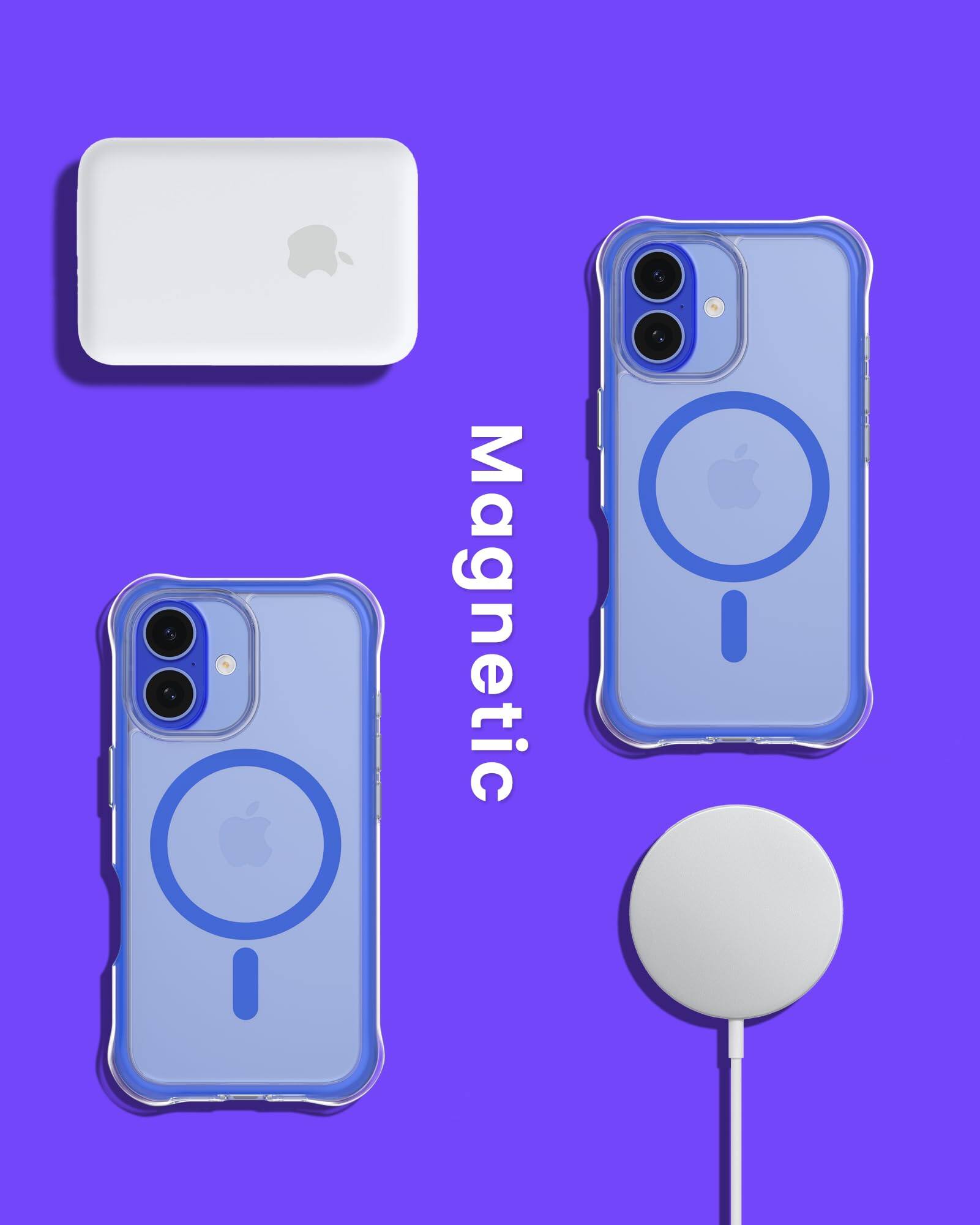 Alt View 6. Ornarto - ORNARTO Air Case for iPhone 16 Clear, Compatible with MagSafe, Military-Grade Drop Protection Cover-Blue - Blue.