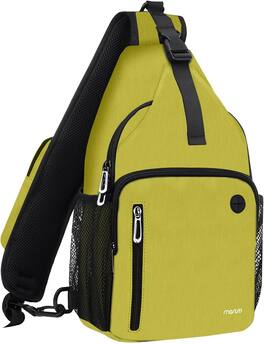 mosiso - Sling Bag Crossbody Shoulder Bag Travel Hiking Daypack Chest Bag with Front Square Pocket&USB Charging Port - Yellow