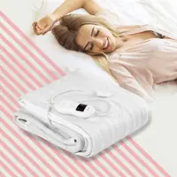 Costway - Electric Heated Mattress Pad Safe Twin 8 Temperature 10h Timer - White - Front_Zoom