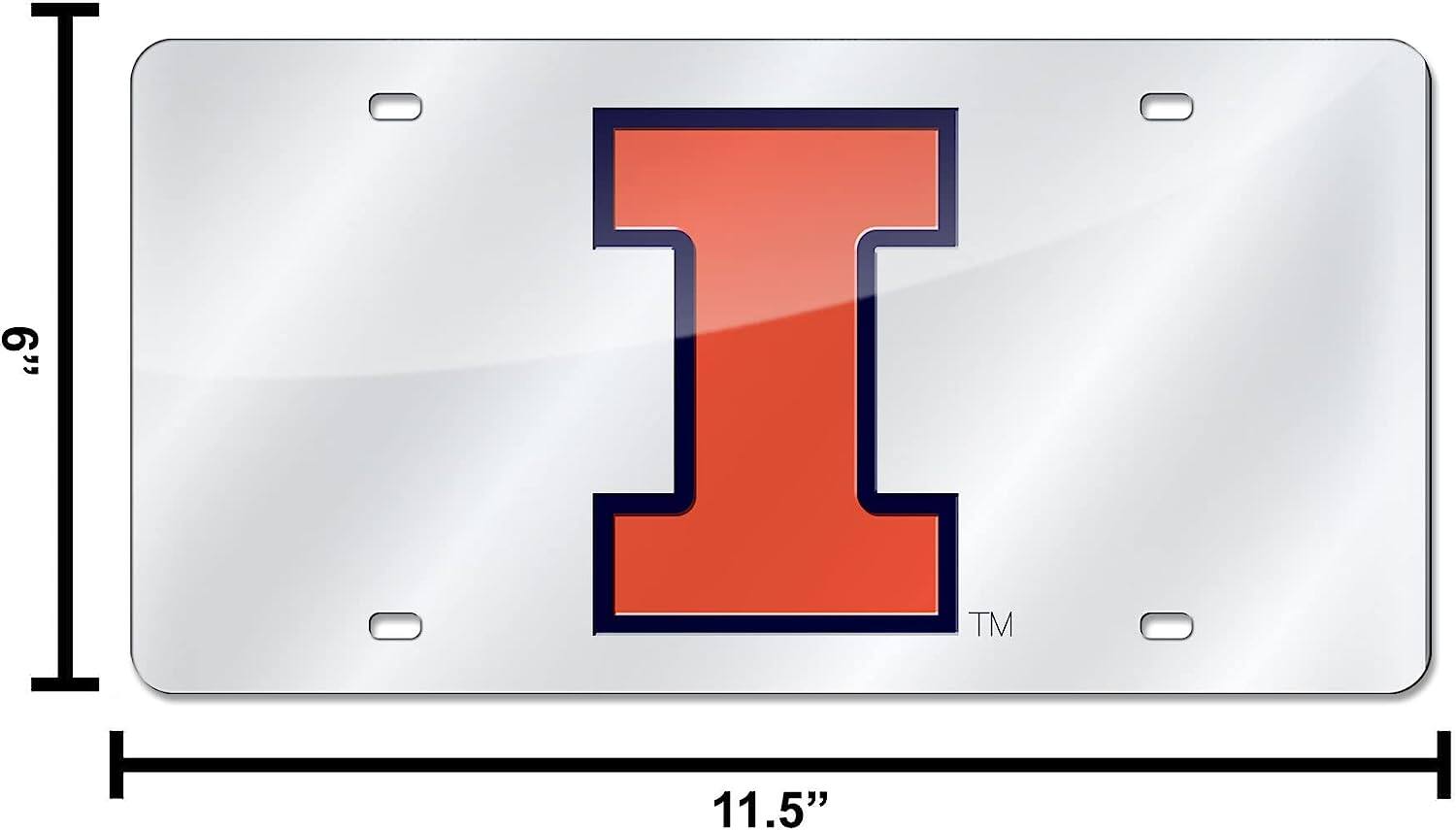 Alt View 3. Rico Industries - Illinois Fighting Illini Mirrored Laser Cut License Plate Laser Tag - Multi.