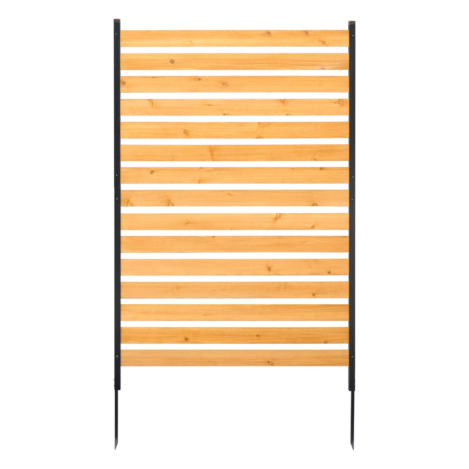 Alt View 5. VEVOR - Wood Privacy Fence, 39" W x 61" L, 1-Panel Air Conditioner Fence Screen, Pool Equipment Enclosure with Metal Stakes - Wood color.