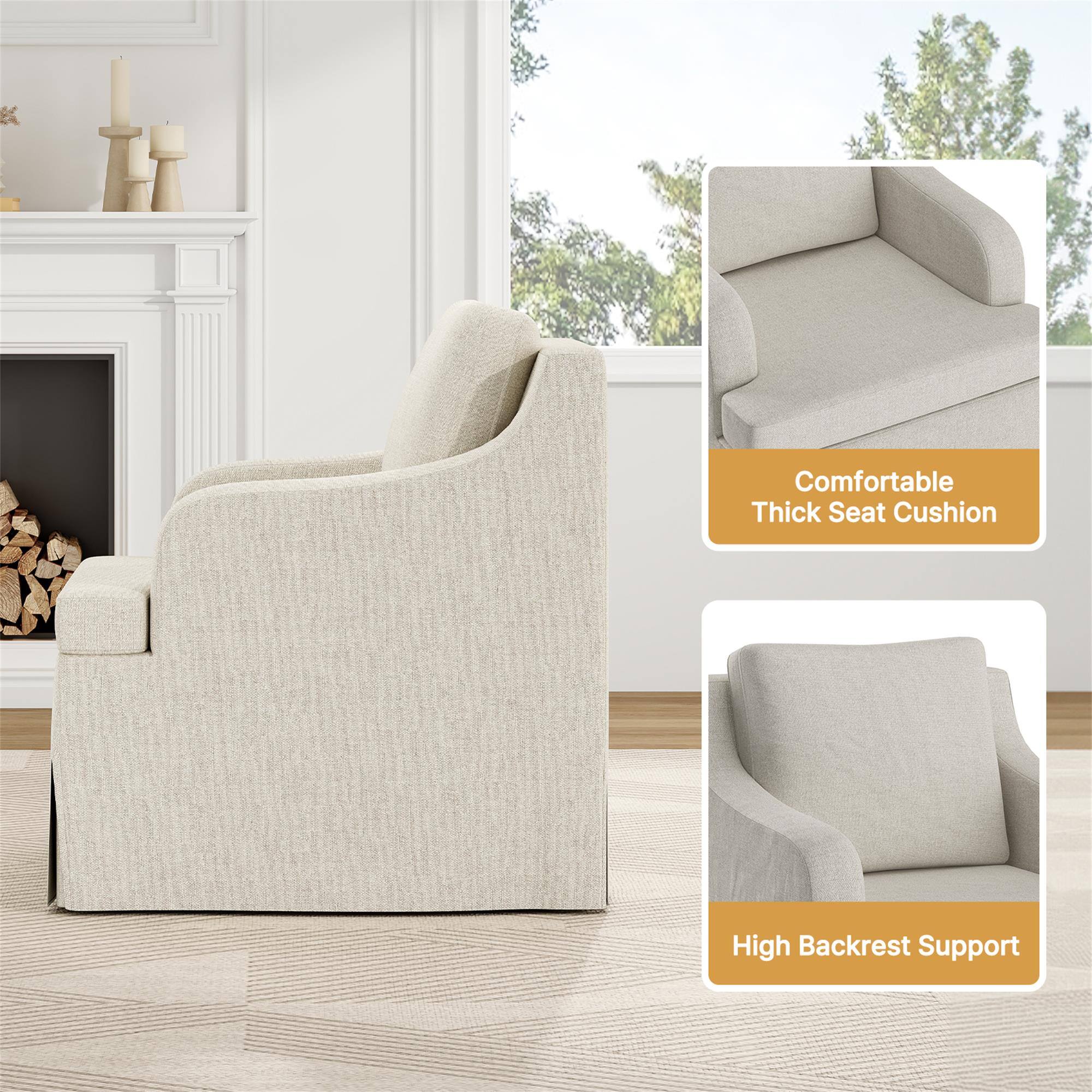 Comfortable Thick Seat Cushion  
High Backrest Support