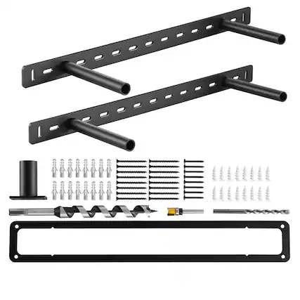 Front. VEVOR - Floating Shelf Brackets 2 Pcs, 150 lbs/68 kg Weight Capacity, 22x6.2x1.5 inch / 558.4x157.4x38.1 mm - Black.