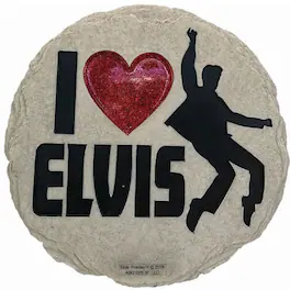 Spoontiques - I Love Elvis Presley Resin Stepping Stone or Hanging Wall Plaque Indoor Outdoor 9.5 inch