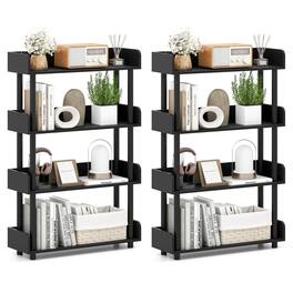 Costway - 2 PCS 4-Tier Bookshelf with Anti-Tipping Kit Industrial Storage Unit for Living Room - Black