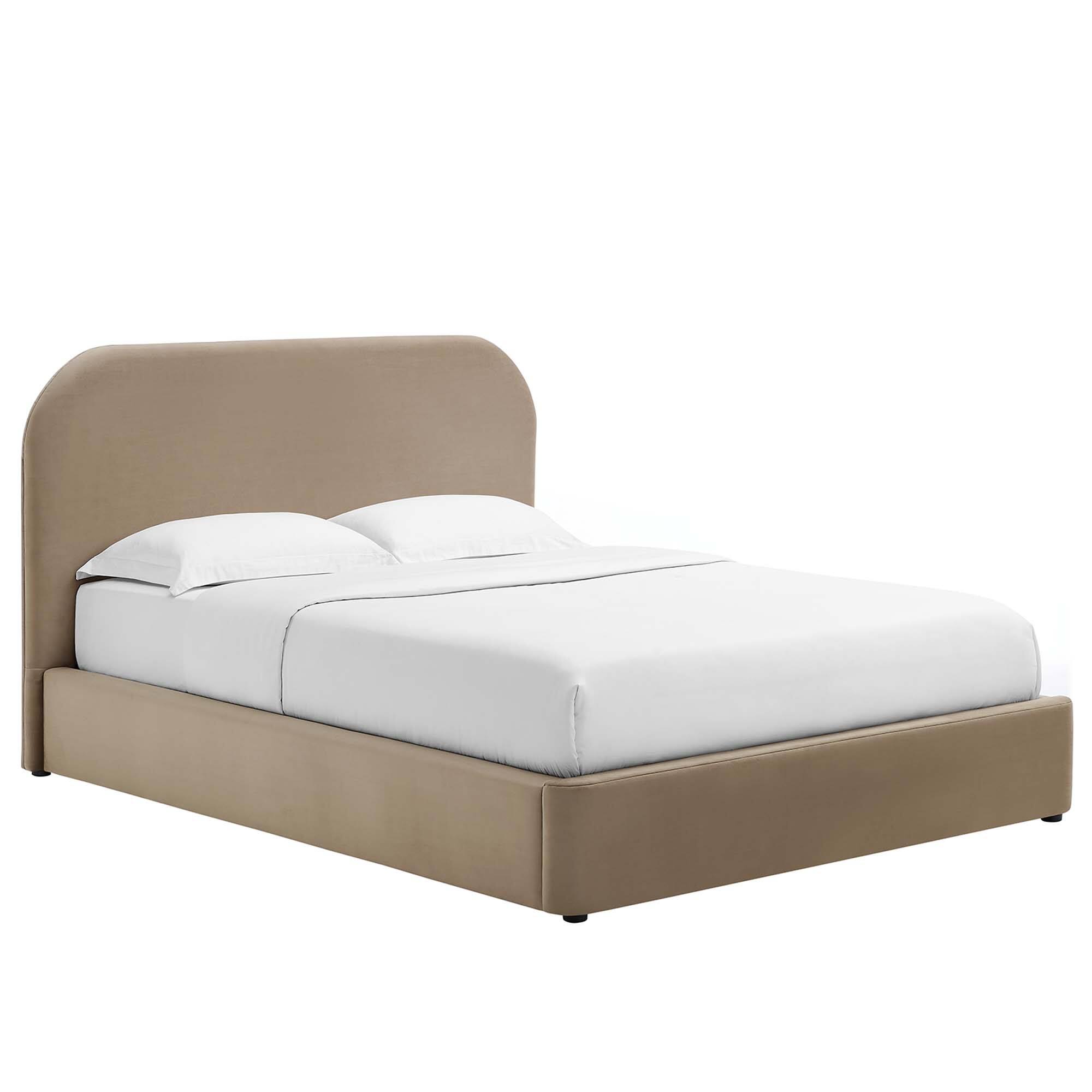 Modway - Keynote Performance Velvet Curved Full Platform Bed - Brown
