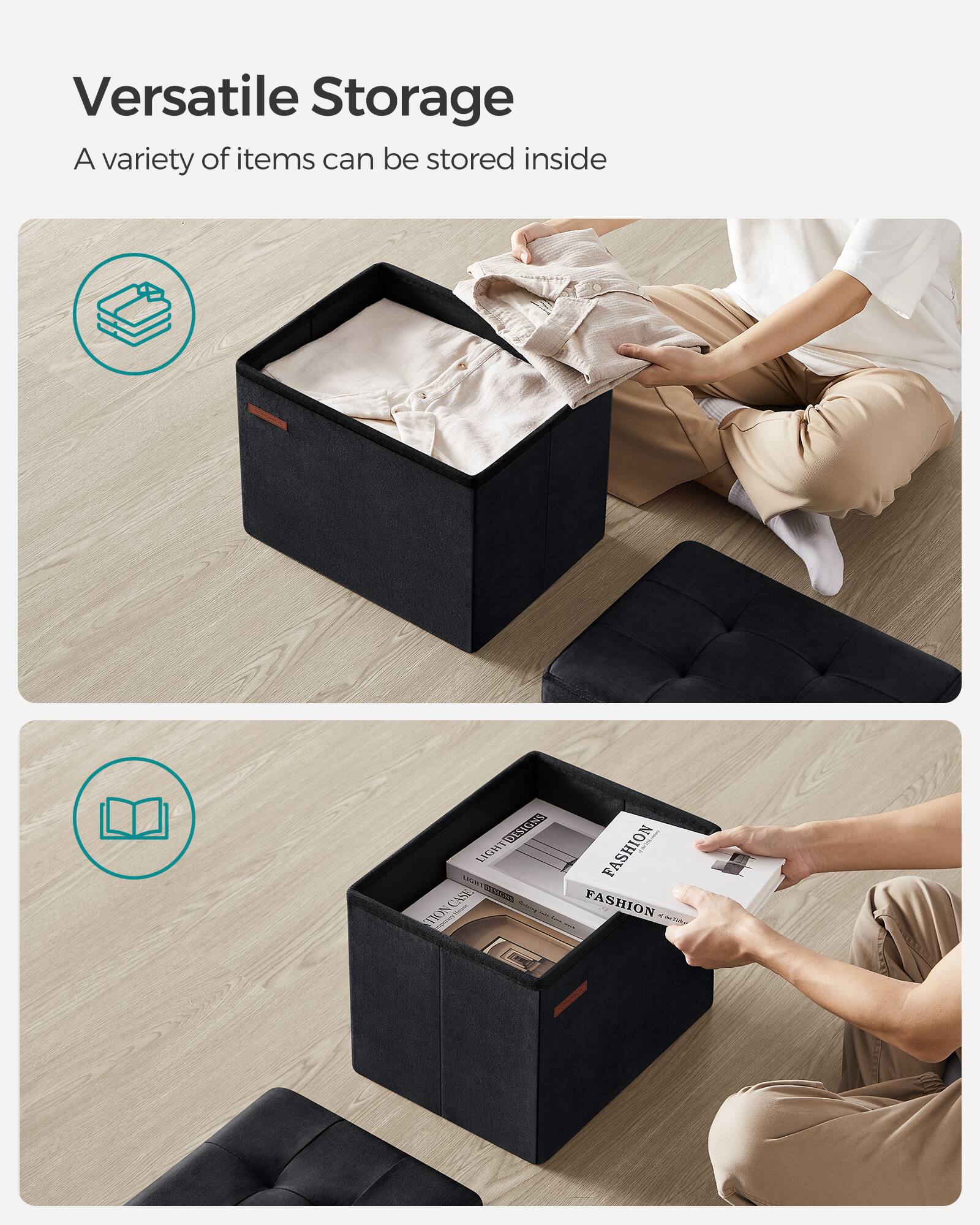 Versatile Storage  
A variety of items can be stored inside