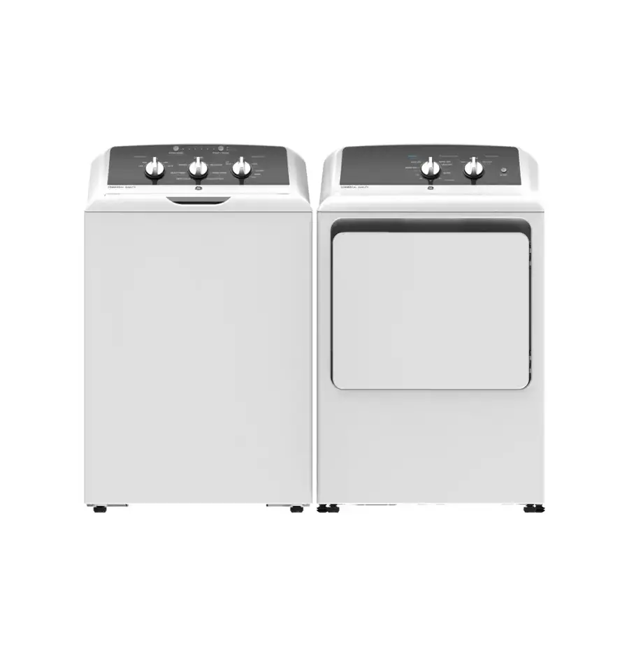Alt View 32. GE - 4.3 Cu. Ft. High-Efficiency Top Load Washer with 5 Year Limited Parts and Labor Warranty - White with Black Stainless Steel.