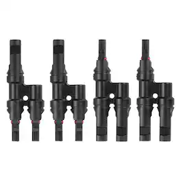 Unique Bargains - Two Pair T-Shaped Branch Connector 1 to 2 Male/Female for Solar Panel Parallel Connection - Black