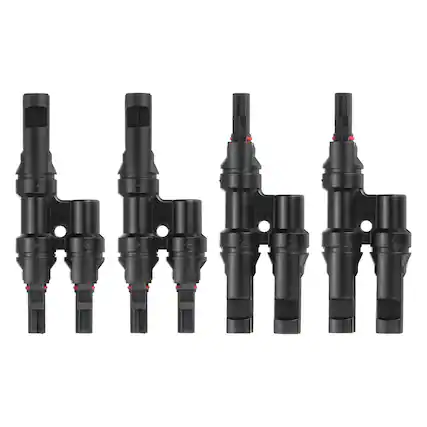 Front. Unique Bargains - Two Pair T-Shaped Branch Connector 1 to 2 Male/Female for Solar Panel Parallel Connection - Black.