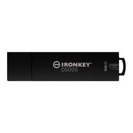 Kingston - IronKey D500S 512GB Encrypted USB Flash Drive - Black/Black